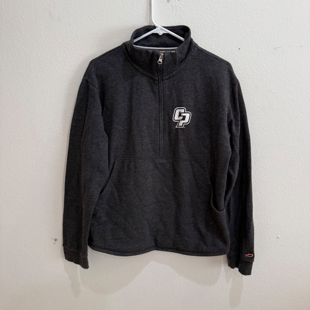 League Cal Poly Mustangs Quarter Zip Pullover Sweatshirt Charcoal Gray XL